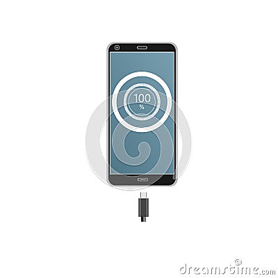 Charging your smartphone. Charger, vector illustration Stock Photo